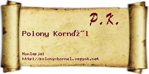 Polony Kornél névjegykártya